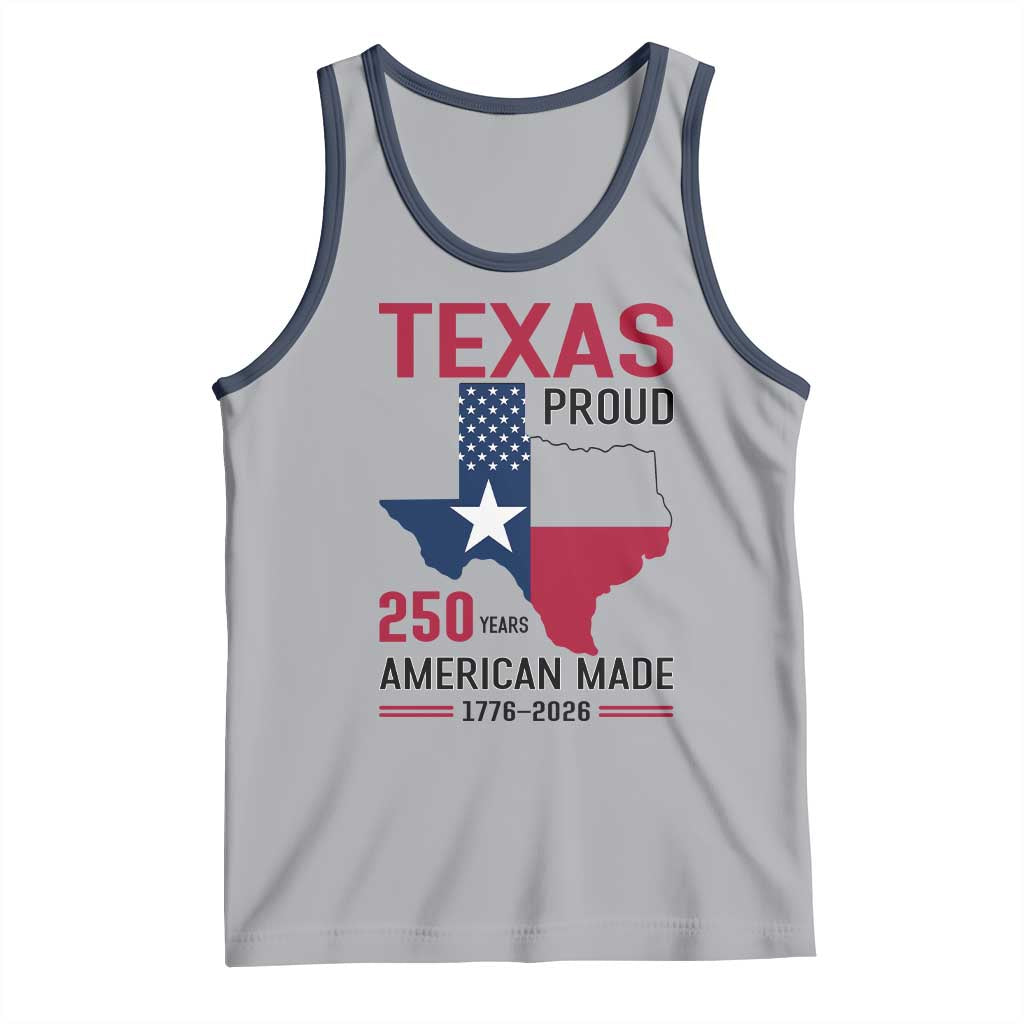 Texas Proud 250 Years Tank Top American Made 1776 to 2026 Semiquincentennial TS02 Athletic Heather Navy Print Your Wear