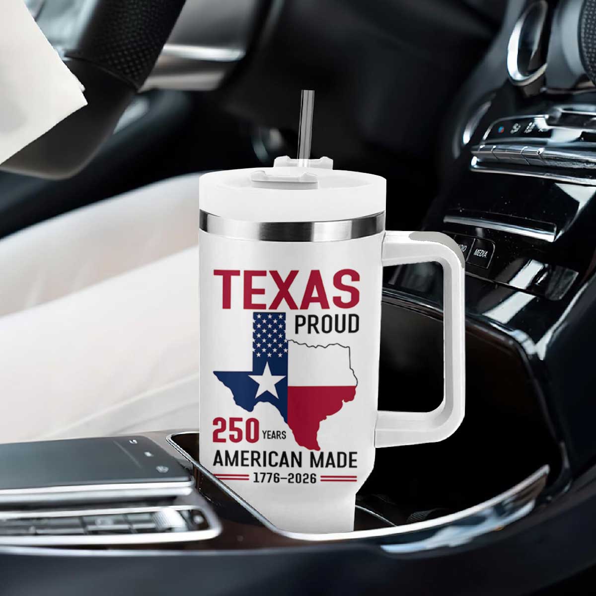 Texas Proud 250 Years Tumbler With Handle American Made 1776 to 2026 Semiquincentennial TS02 Print Your Wear