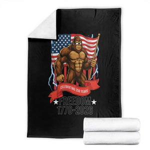 Patriotic Bigfoot US 250th Anniversary Throw Blanket Sasquatch Celebrating 250 Years of Freedom 1776 to 2026 TS02 Black Print Your Wear
