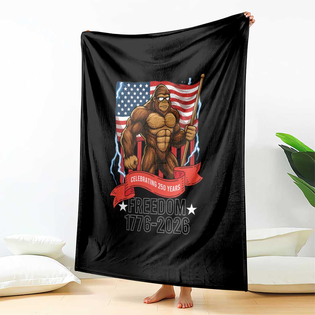 Patriotic Bigfoot US 250th Anniversary Throw Blanket Sasquatch Celebrating 250 Years of Freedom 1776 to 2026 TS02 Print Your Wear
