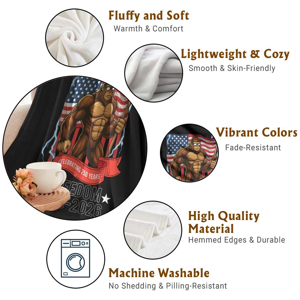 Patriotic Bigfoot US 250th Anniversary Throw Blanket Sasquatch Celebrating 250 Years of Freedom 1776 to 2026 TS02 Print Your Wear