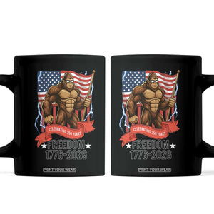 Patriotic Bigfoot US 250th Anniversary Coffee Mug Sasquatch Celebrating 250 Years of Freedom 1776 to 2026 TS02 Black Print Your Wear