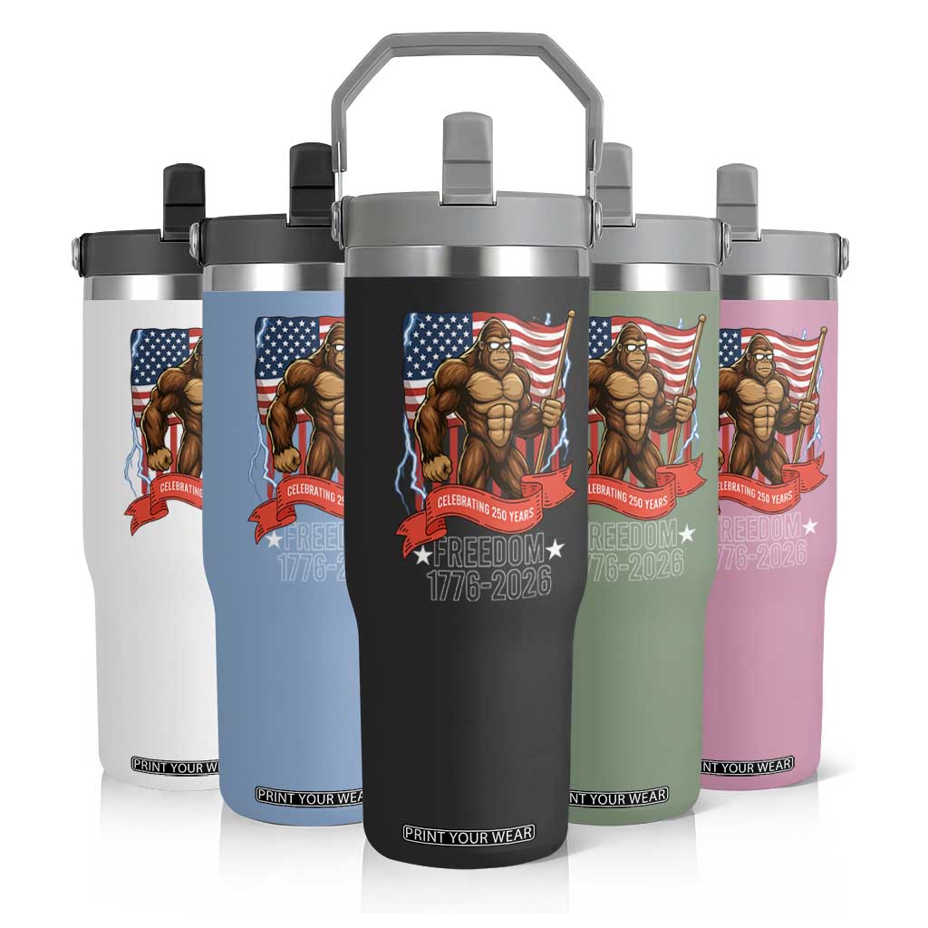 Patriotic Bigfoot US 250th Anniversary Flip Straw Tumbler Sasquatch Celebrating 250 Years of Freedom 1776 to 2026 TS02 Print Your Wear