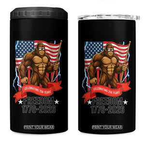 Patriotic Bigfoot US 250th Anniversary 4 in 1 Can Cooler Tumbler Sasquatch Celebrating 250 Years of Freedom 1776 to 2026 TS02 One Size: 16 oz Black Print Your Wear