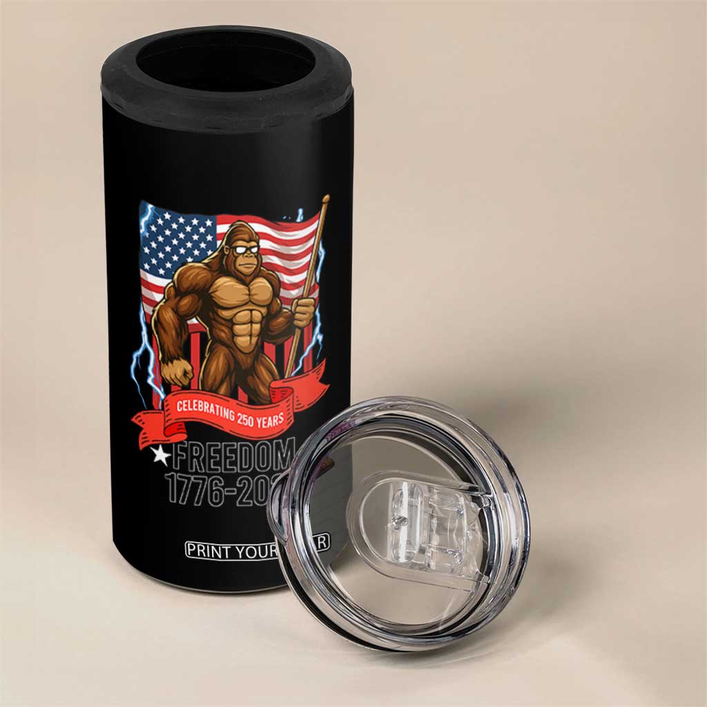 Patriotic Bigfoot US 250th Anniversary 4 in 1 Can Cooler Tumbler Sasquatch Celebrating 250 Years of Freedom 1776 to 2026 TS02 Print Your Wear