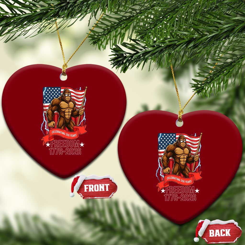 Patriotic Bigfoot US 250th Anniversary Ceramic Ornament Sasquatch Celebrating 250 Years of Freedom 1776 to 2026 TS02 Print Your Wear