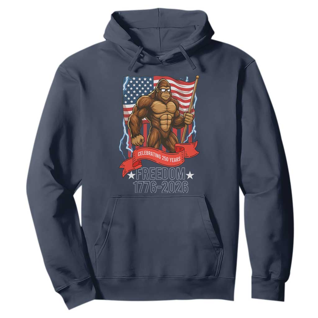 Patriotic Bigfoot US 250th Anniversary Hoodie Sasquatch Celebrating 250 Years of Freedom 1776 to 2026 TS02 Navy Print Your Wear