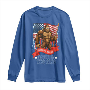 Patriotic Bigfoot US 250th Anniversary Long Sleeve Shirt Sasquatch Celebrating 250 Years of Freedom 1776 to 2026 TS02 Royal Blue Print Your Wear