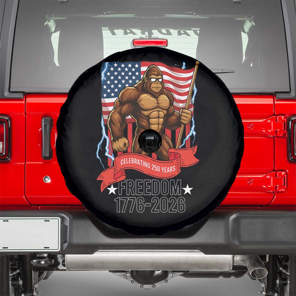 Patriotic Bigfoot US 250th Anniversary Spare Tire Cover Sasquatch Celebrating 250 Years of Freedom 1776 to 2026 TS02 Black Print Your Wear