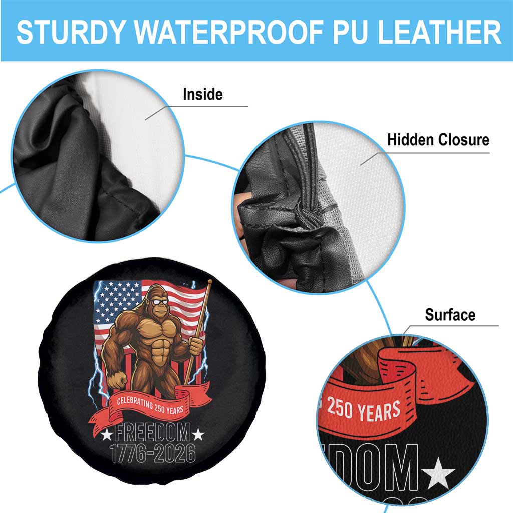 Patriotic Bigfoot US 250th Anniversary Spare Tire Cover Sasquatch Celebrating 250 Years of Freedom 1776 to 2026 TS02 Print Your Wear