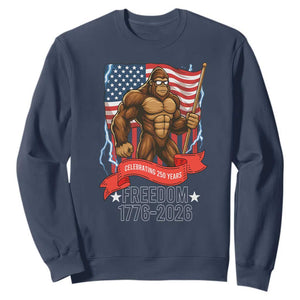 Patriotic Bigfoot US 250th Anniversary Sweatshirt Sasquatch Celebrating 250 Years of Freedom 1776 to 2026 TS02 Navy Print Your Wear