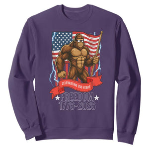 Patriotic Bigfoot US 250th Anniversary Sweatshirt Sasquatch Celebrating 250 Years of Freedom 1776 to 2026 TS02 Purple Print Your Wear
