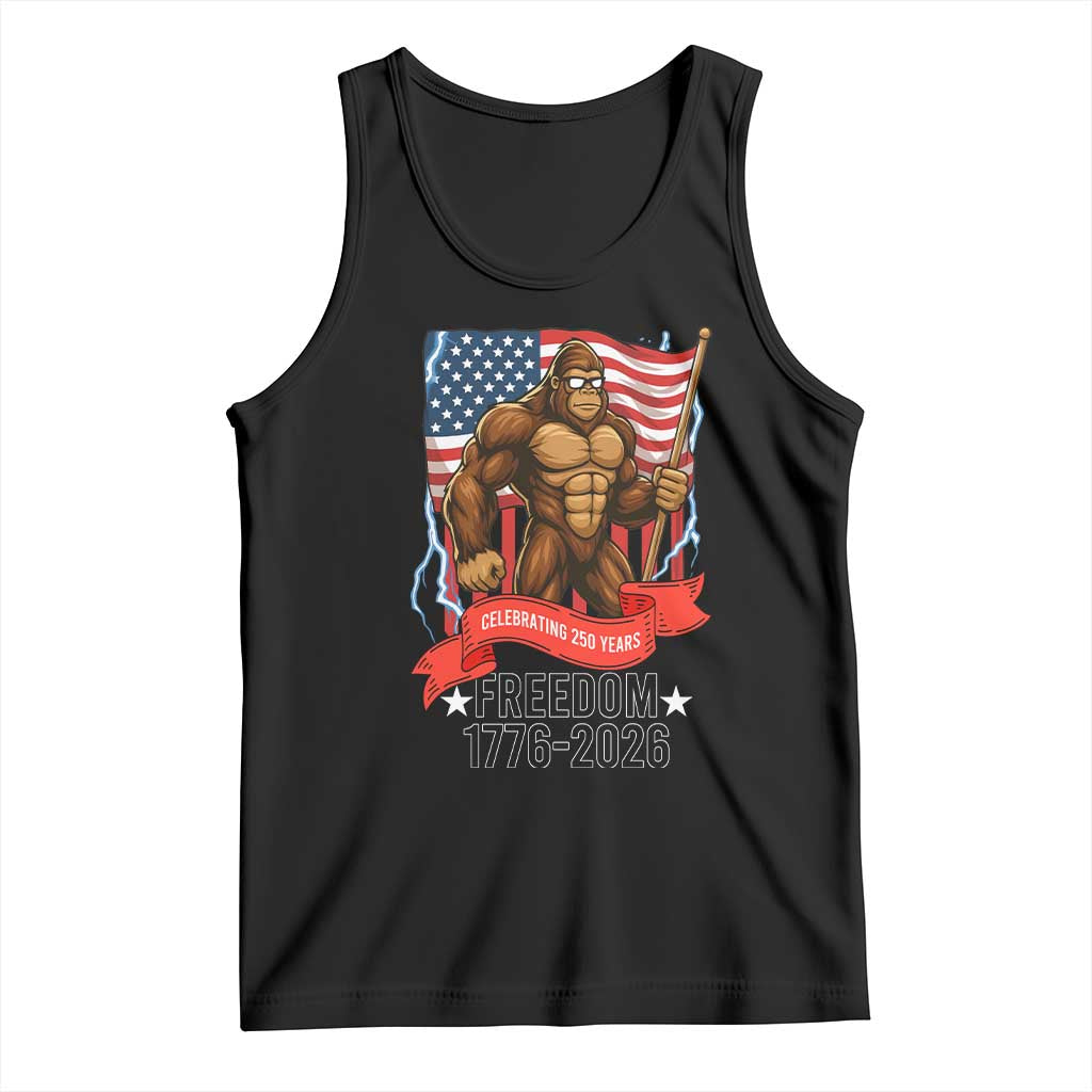 Patriotic Bigfoot US 250th Anniversary Tank Top Sasquatch Celebrating 250 Years of Freedom 1776 to 2026 TS02 Black Print Your Wear