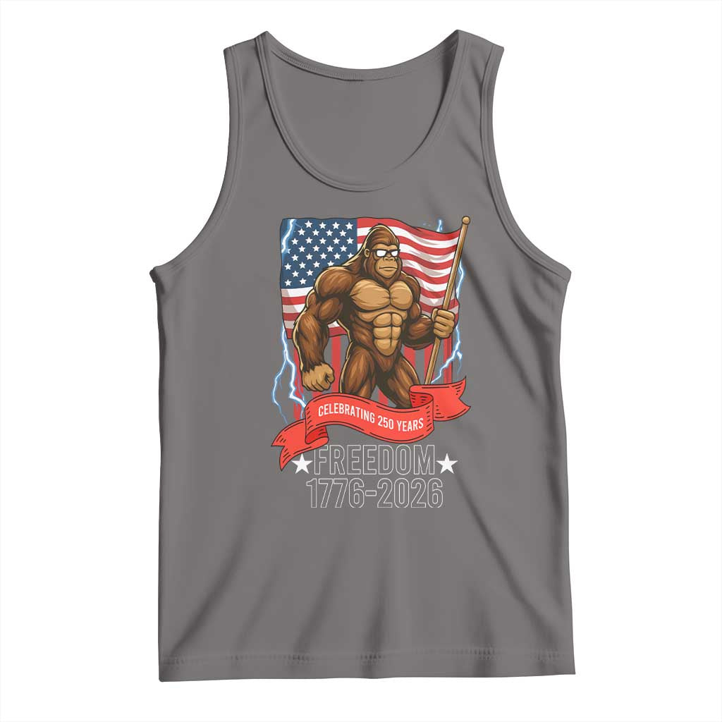 Patriotic Bigfoot US 250th Anniversary Tank Top Sasquatch Celebrating 250 Years of Freedom 1776 to 2026 TS02 Deep Heather Print Your Wear