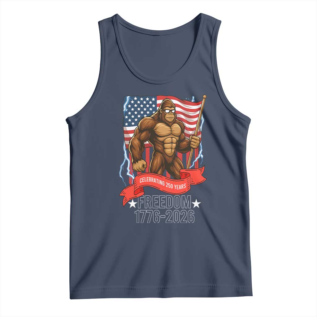 Patriotic Bigfoot US 250th Anniversary Tank Top Sasquatch Celebrating 250 Years of Freedom 1776 to 2026 TS02 Navy Print Your Wear