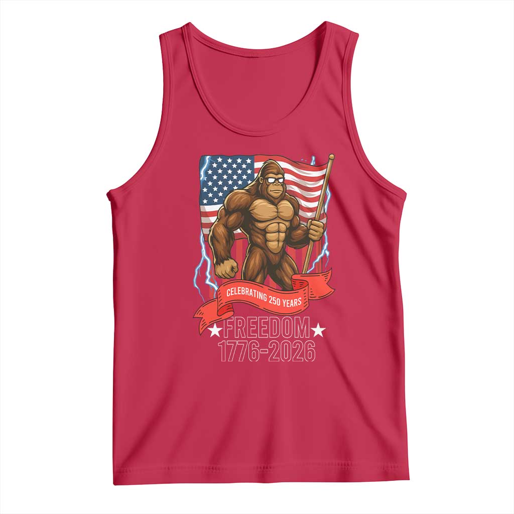 Patriotic Bigfoot US 250th Anniversary Tank Top Sasquatch Celebrating 250 Years of Freedom 1776 to 2026 TS02 Red Print Your Wear