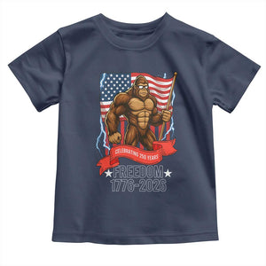 Patriotic Bigfoot US 250th Anniversary Toddler T Shirt Sasquatch Celebrating 250 Years of Freedom 1776 to 2026 TS02 Navy Print Your Wear