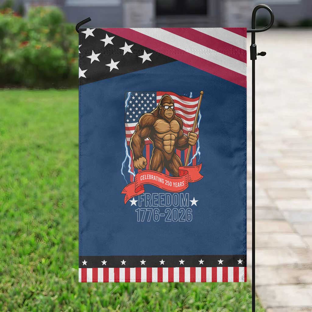 Patriotic Bigfoot US 250th Anniversary Garden Flag Sasquatch Celebrating 250 Years of Freedom 1776 to 2026 TS02 Classic Blue Black Print Your Wear