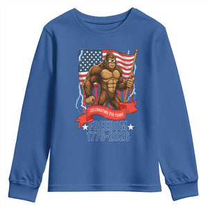Patriotic Bigfoot US 250th Anniversary Youth Sweatshirt Sasquatch Celebrating 250 Years of Freedom 1776 to 2026 TS02 Royal Blue Print Your Wear