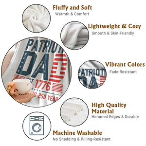 Patriotic Dad 250 Years Throw Blanket Est. 1776 Funny USA Semiquincentennial TS02 Print Your Wear