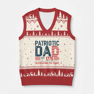 Patriotic Dad 250 Years V-Neck Knit Sweater Vest Est. 1776 Funny USA Semiquincentennial TS02 Beige Red Print Your Wear