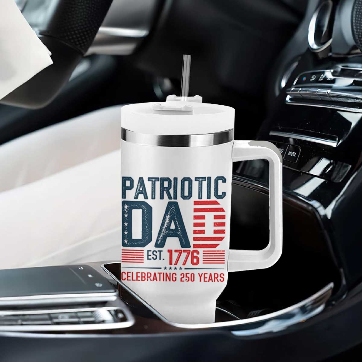 Patriotic Dad 250 Years Tumbler With Handle Est. 1776 Funny USA Semiquincentennial TS02 Print Your Wear