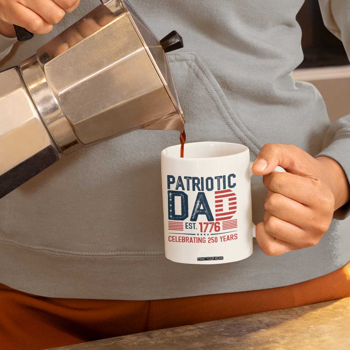 Patriotic Dad 250 Years Coffee Mug Est. 1776 Funny USA Semiquincentennial TS02 Print Your Wear