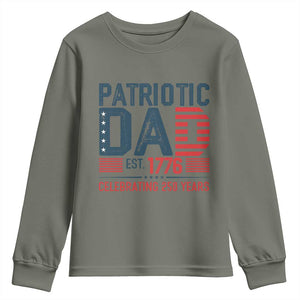 Patriotic Dad 250 Years Youth Sweatshirt Est. 1776 Funny USA Semiquincentennial TS02 Military Green Print Your Wear