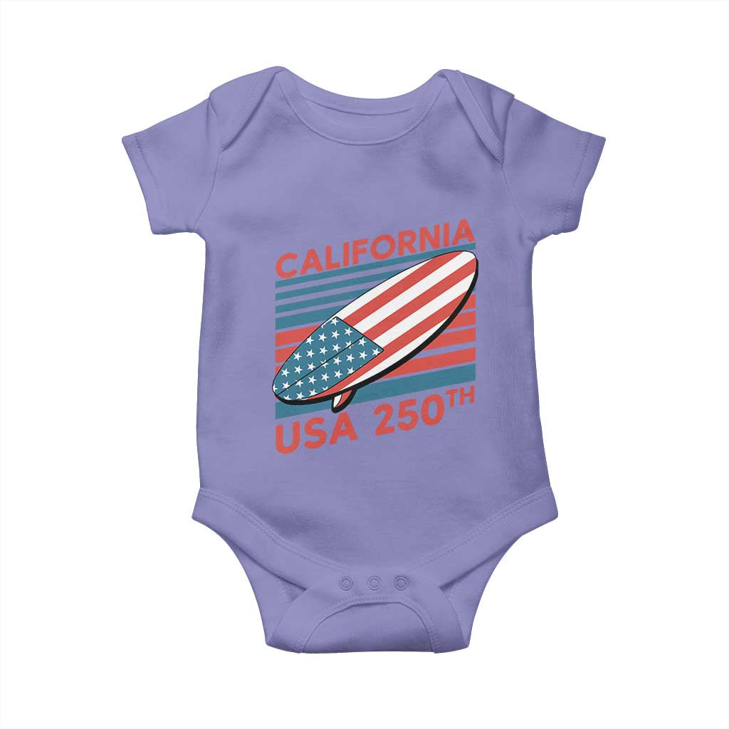 California USA 250th Anniversary Baby Onesie US Semiquincentennial Patriotic Surfboard Graphic TS02 Violet Print Your Wear
