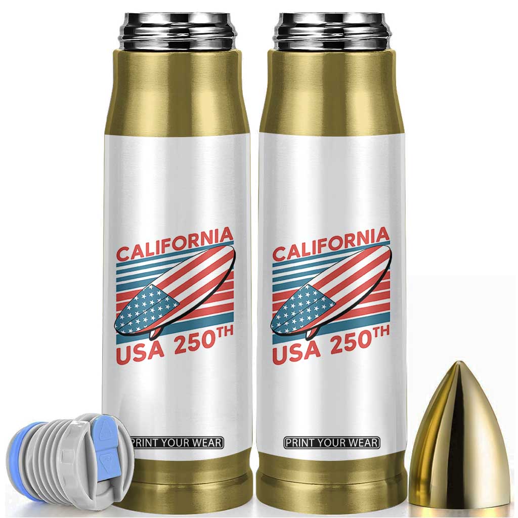 California USA 250th Anniversary Bullet Tumbler US Semiquincentennial Patriotic Surfboard Graphic TS02 White Print Your Wear