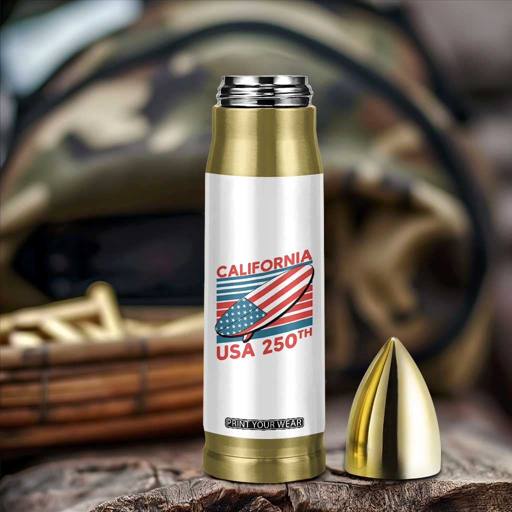 California USA 250th Anniversary Bullet Tumbler US Semiquincentennial Patriotic Surfboard Graphic TS02 Print Your Wear