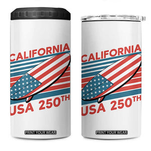 California USA 250th Anniversary 4 in 1 Can Cooler Tumbler US Semiquincentennial Patriotic Surfboard Graphic TS02 One Size: 16 oz White Print Your Wear