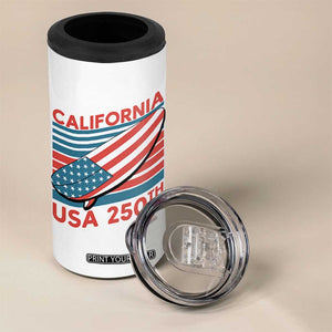 California USA 250th Anniversary 4 in 1 Can Cooler Tumbler US Semiquincentennial Patriotic Surfboard Graphic TS02 Print Your Wear