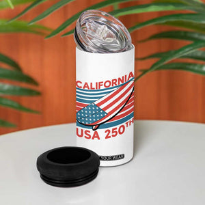 California USA 250th Anniversary 4 in 1 Can Cooler Tumbler US Semiquincentennial Patriotic Surfboard Graphic TS02 Print Your Wear