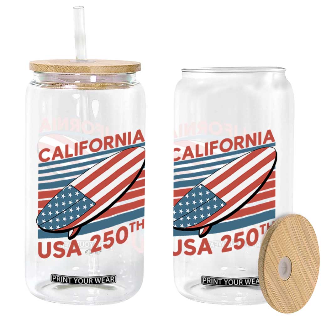 California USA 250th Anniversary Glass Can US Semiquincentennial Patriotic Surfboard Graphic TS02 Print Your Wear