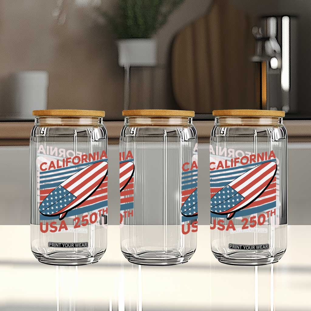 California USA 250th Anniversary Glass Can US Semiquincentennial Patriotic Surfboard Graphic TS02 Print Your Wear