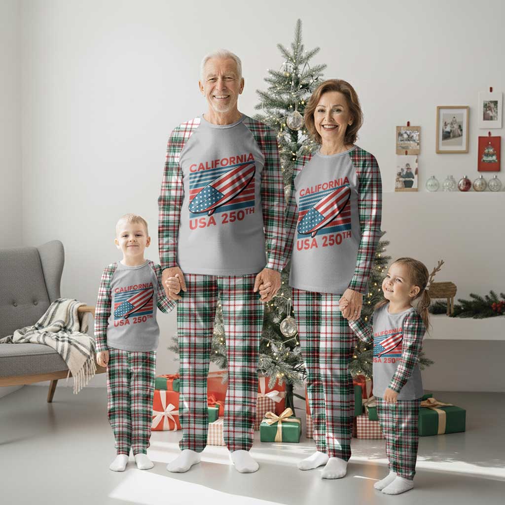 California USA 250th Anniversary Plaid Pajama Set US Semiquincentennial Patriotic Surfboard Graphic TS02 Christmas Plaid Print Your Wear
