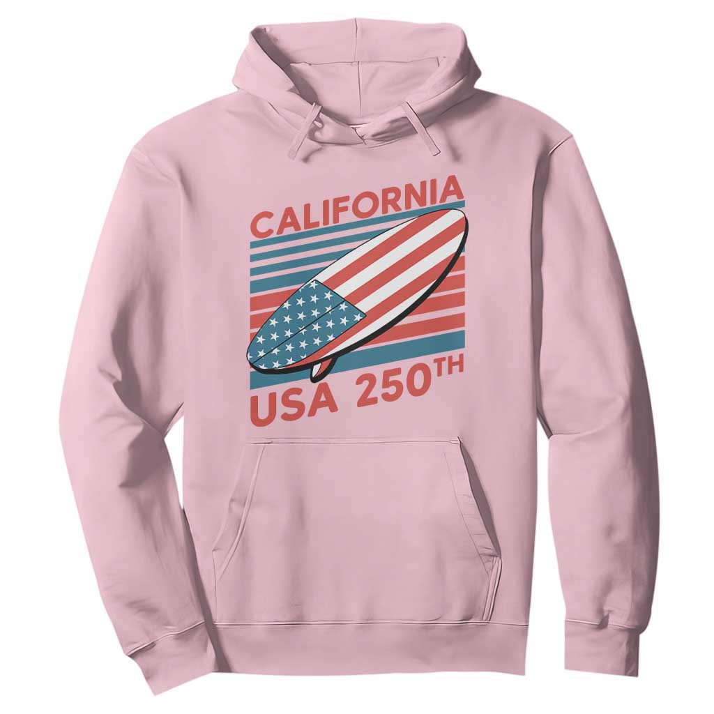 California USA 250th Anniversary Hoodie US Semiquincentennial Patriotic Surfboard Graphic TS02 Light Pink Print Your Wear