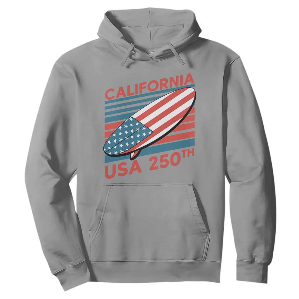 California USA 250th Anniversary Hoodie US Semiquincentennial Patriotic Surfboard Graphic TS02 Sport Gray Print Your Wear