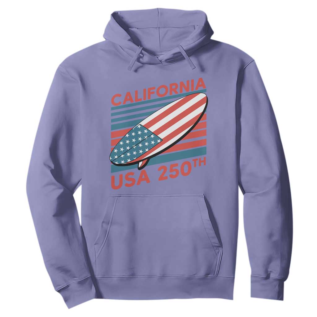California USA 250th Anniversary Hoodie US Semiquincentennial Patriotic Surfboard Graphic TS02 Violet Print Your Wear