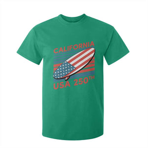 California USA 250th Anniversary T Shirt For Kid US Semiquincentennial Patriotic Surfboard Graphic TS02 Irish Green Print Your Wear
