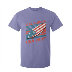 California USA 250th Anniversary T Shirt For Kid US Semiquincentennial Patriotic Surfboard Graphic TS02 Violet Print Your Wear