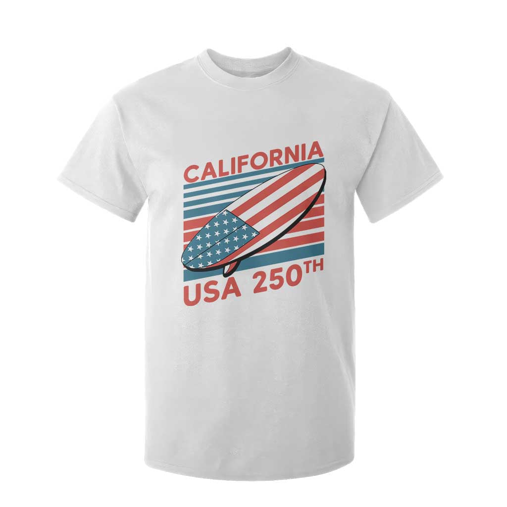 California USA 250th Anniversary T Shirt For Kid US Semiquincentennial Patriotic Surfboard Graphic TS02 White Print Your Wear
