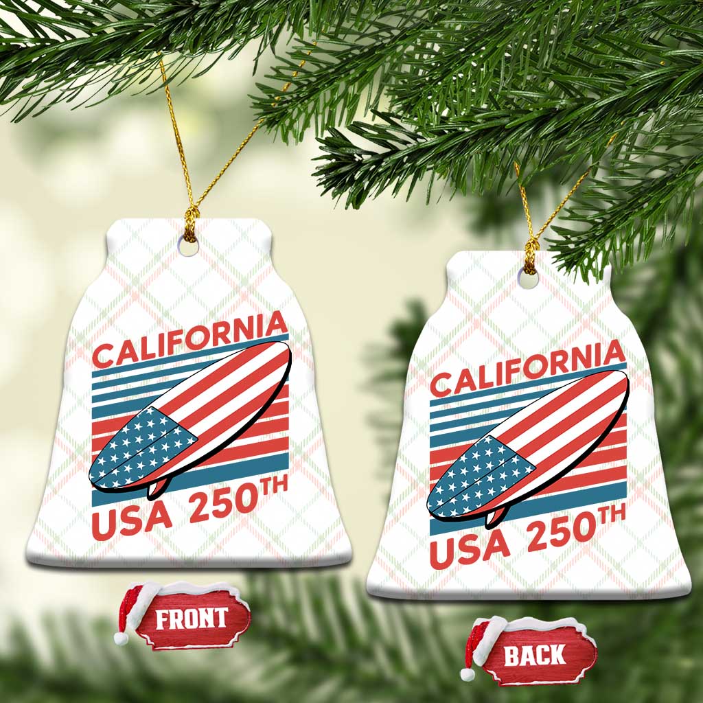 California USA 250th Anniversary Ceramic Ornament US Semiquincentennial Patriotic Surfboard Graphic TS02 Print Your Wear