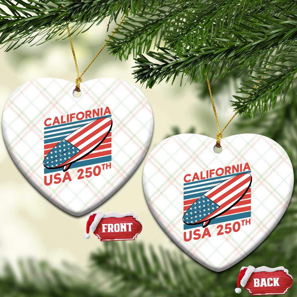 California USA 250th Anniversary Ceramic Ornament US Semiquincentennial Patriotic Surfboard Graphic TS02 Print Your Wear