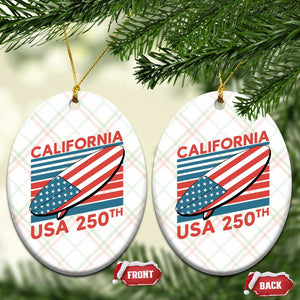 California USA 250th Anniversary Ceramic Ornament US Semiquincentennial Patriotic Surfboard Graphic TS02 Print Your Wear