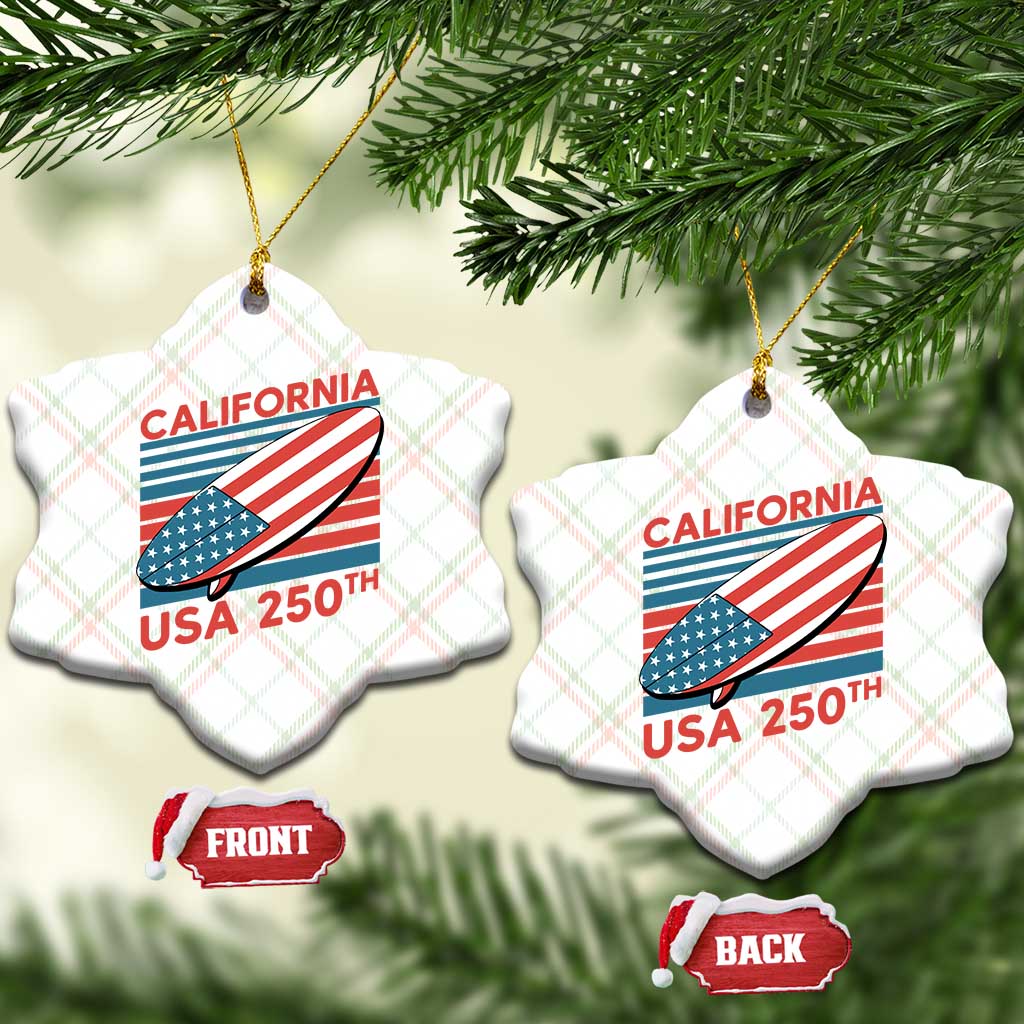 California USA 250th Anniversary Ceramic Ornament US Semiquincentennial Patriotic Surfboard Graphic TS02 Print Your Wear