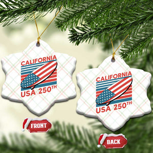 California USA 250th Anniversary Ceramic Ornament US Semiquincentennial Patriotic Surfboard Graphic TS02 Print Your Wear