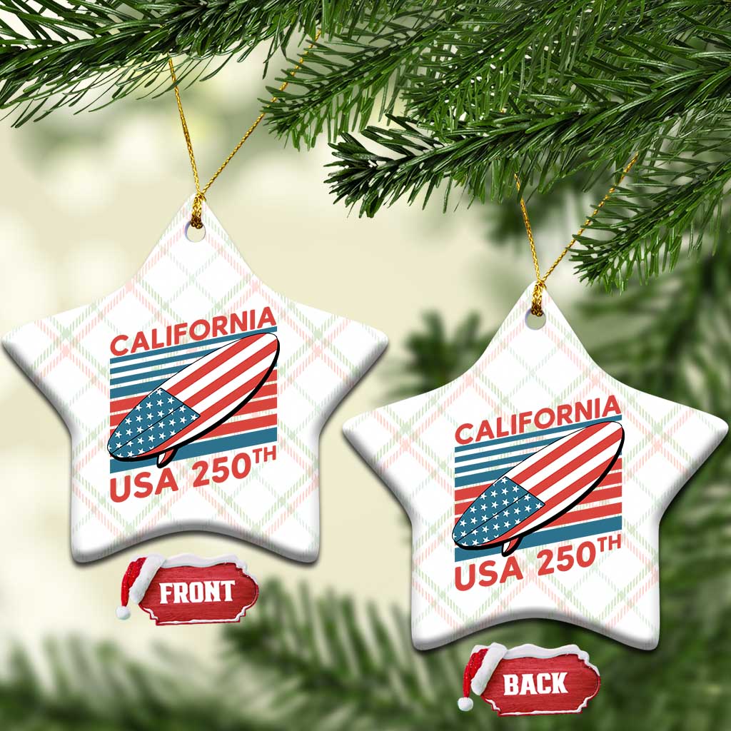 California USA 250th Anniversary Ceramic Ornament US Semiquincentennial Patriotic Surfboard Graphic TS02 Print Your Wear