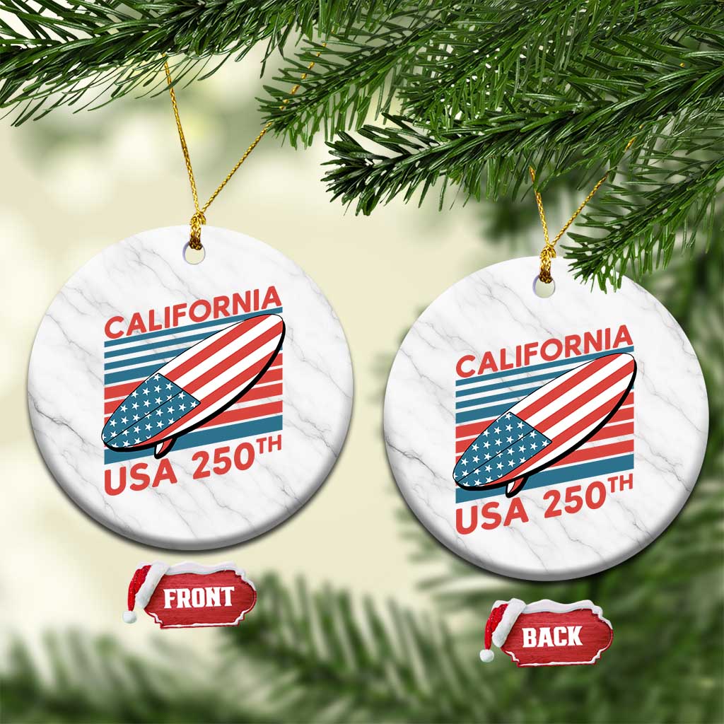 California USA 250th Anniversary Ceramic Ornament US Semiquincentennial Patriotic Surfboard Graphic TS02 1pc White Marble Print Your Wear